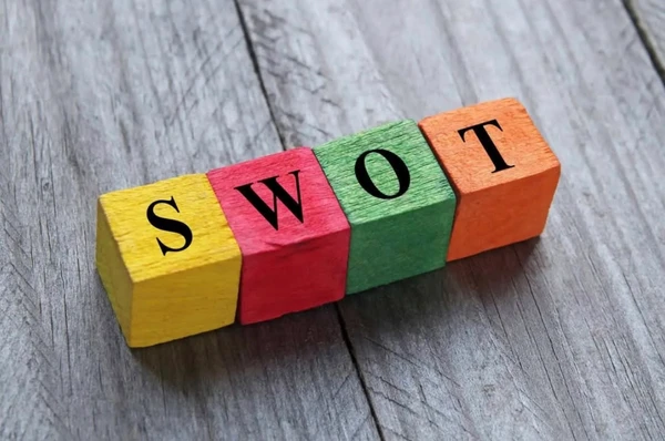 Photo of blocks spelling out SWOT